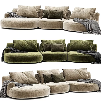 Cozy Modular Sectional Sofa With Plush Pillows And Soft Throws Design 3d model