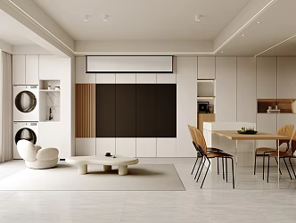 Guest Restaurant Sofa Coffee Table Dining Table and Chair Washing Machine Cabinet Cabinet Projection Single Person Sofa Refrigerator Shoe Cabinet 3d model