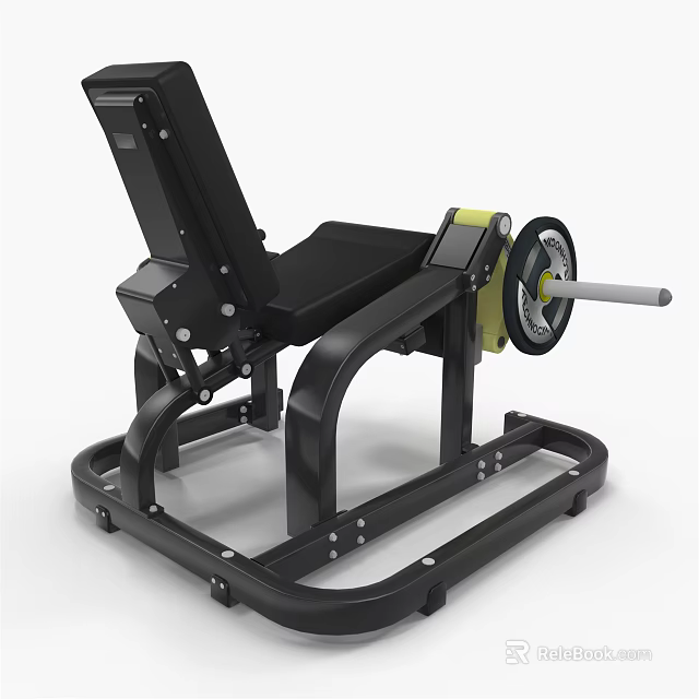 Black Metal Frame Strength Training Sports Equipment With Padded Seat And Barbell Plate 3d model 