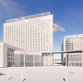 Modern White Architectural Complex Featuring High Rise Buildings And Open Urban Spaces 3d model