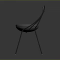 Modern Minimalist Chair With Round Backrest And Upholstered Seat Metal Legs Design