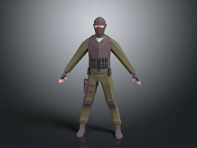 Game Movie Character In Tactical Gear With Green Uniform And Mask 3d model