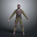 Game Movie Character In Tactical Gear With Green Uniform And Mask