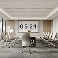 Modern Conference Room With Large Windows Long Table Multiple Chairs And Time 3d model
