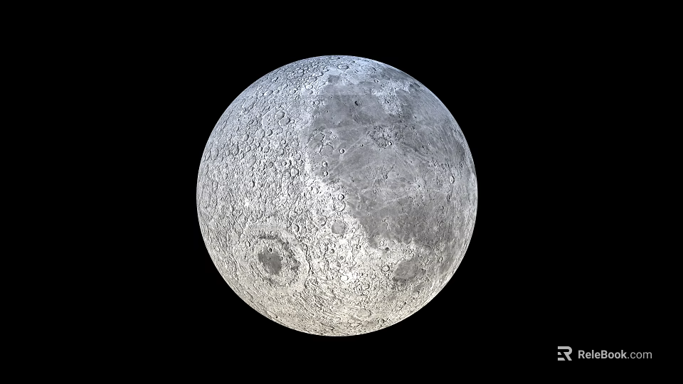 Detailed Natural Moon Surface Landscape With Visible Craters And Gray Textures 3d model 