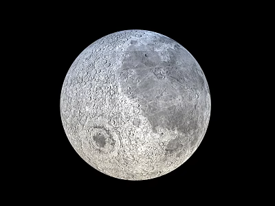 Detailed Natural Moon Surface Landscape With Visible Craters And Gray Textures 3d model