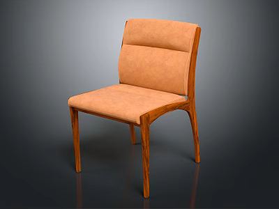 Modern Upholstered Dining Chair With Light Brown Seat And Wooden Frame 3d model