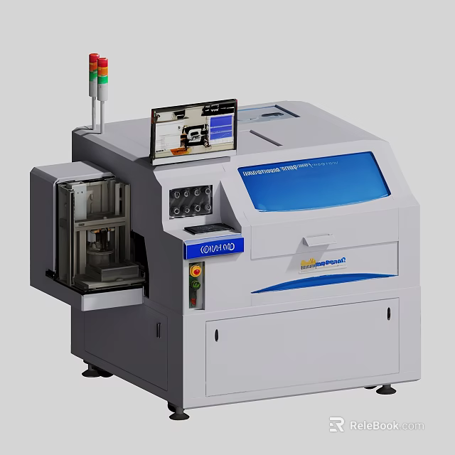 High Precision Industrial Equipment With Digital Display Control Panel And Warning Lights 3d model