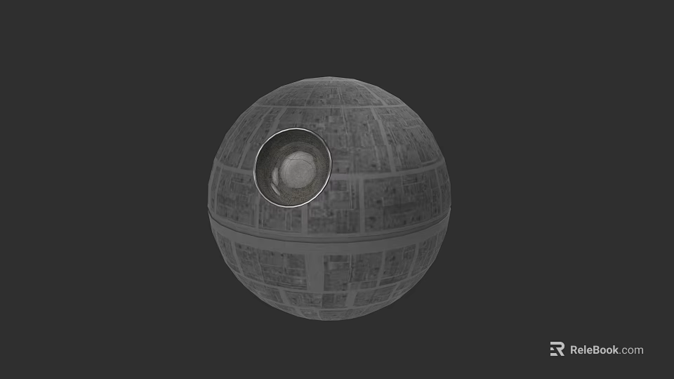 Death Star Spherical Space Weapon With Laser Cannon And Detailed Surface 3d model 