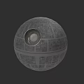 Death Star Spherical Space Weapon With Laser Cannon And Detailed Surface