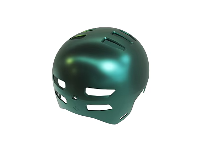 Green Sports Helmet With Shiny Surface And Ventilation Holes Design 3d model