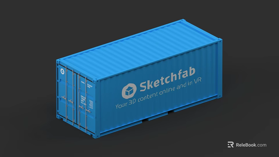 Blue Container Ship Featuring Sketchfab 3D AR VR Content 3d model
