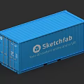 Blue Container Ship Featuring Sketchfab 3D AR VR Content 3d model
