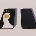 Two Smartphones With Cartoon Duck Design Case And Black Back Cover