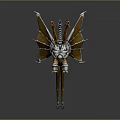 Mechanical Dragon Mythical Creature 3D Model With Armored Body Orange Wings And Metallic Parts