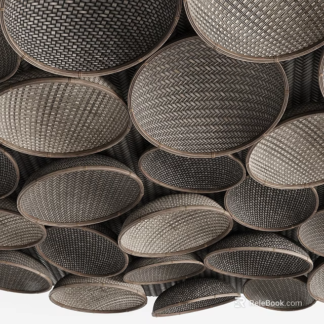 Decorative Ceiling Design With Textured Oval Shapes 3d model 