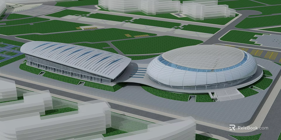 Modern Open Kitchen Interior Design With Island Counter And Appliances 3d model