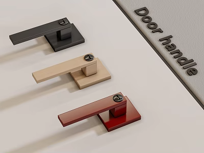 Modern Minimalist Design Door Handles in Black Wooden and Red Colors for Home 3d model