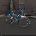 Blue Futuristic Bicycle With Tech Inspired Design In Industrial Style Background With Staircase And Pipes