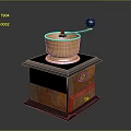 Vintage Manual Coffee Grinder With Copper Bowl And Wooden Base Design