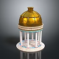 Elegant Architectural Structure Featuring Golden Dome White Columns And Decorative Base