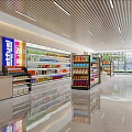 Bright Spacious Supermarket Department Store Interior With Shelves Full Of Products And Aisles