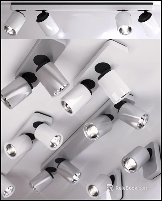 Modern Sleek Downlights and Spotlights With Adjustable Angles And White Finish 3d model 
