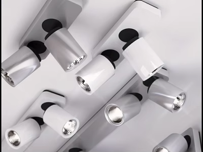 Modern Sleek Downlights and Spotlights With Adjustable Angles And White Finish 3d model