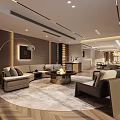 Chinese Style Clubhouse Interior With Wooden Table Plants And Natural Light