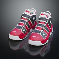 Red White Black High Top Sneakers With Strap Design And Structured Sole