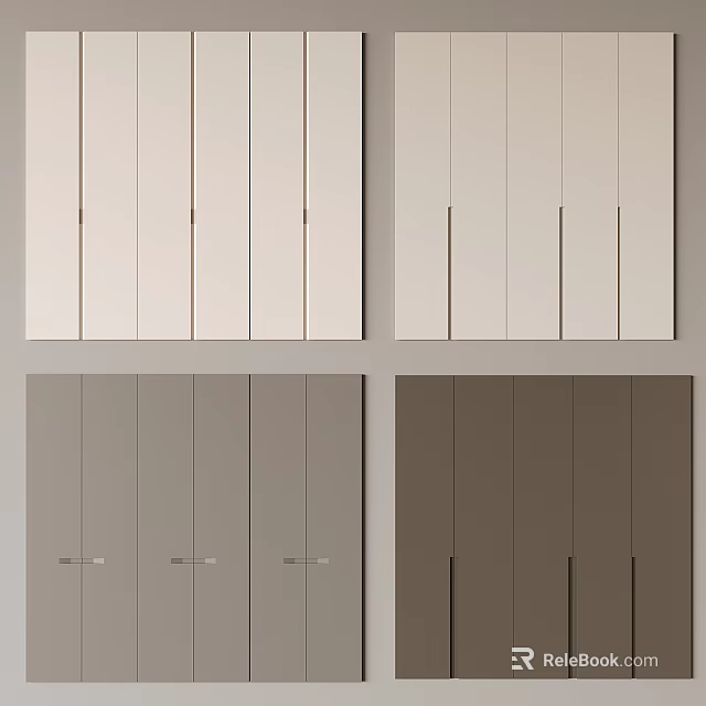 Modern Wardrobe Doors With Various Neutral Colors For Interior Design 3d model