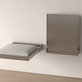 Wall Mounted Folding Sofa Stool with Gray Cushion and Metal Frame for Space Saving Interior 3d model