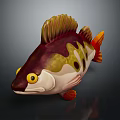 Colorful Cartoon Fish With Yellow Eyes Red Yellow Purple Fins And Tail