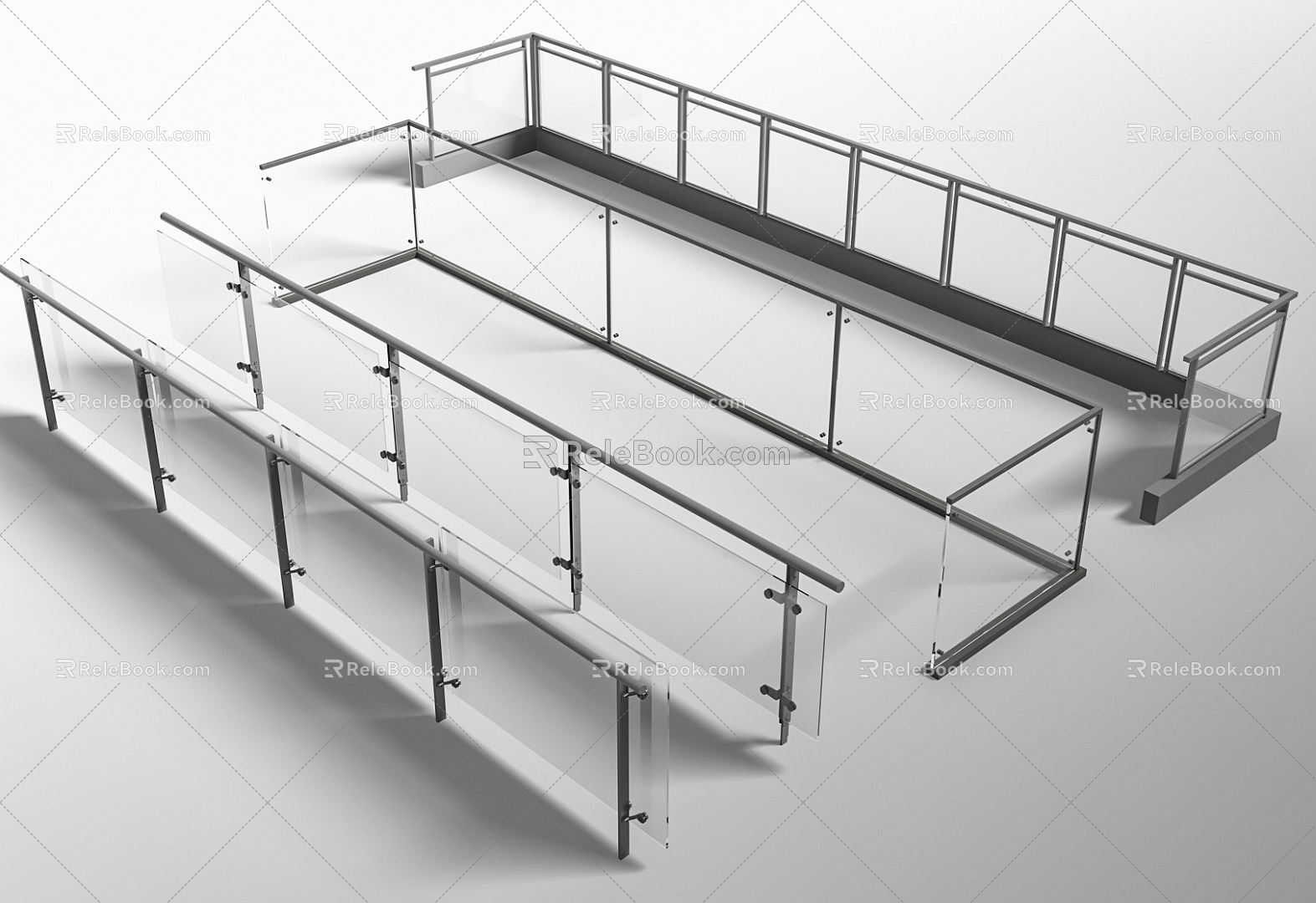 Glass guardrail Balcony guardrail 3d model