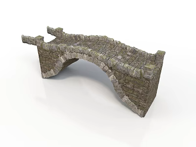 Stone Arch Bridge Model With Ancient Masonry Design And Brick Structure 3d model