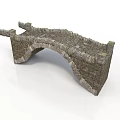 Stone Arch Bridge Model With Ancient Masonry Design And Brick Structure 3d model
