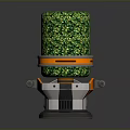 Cylindrical Green Foliage Device With Mechanical Base And Orange Ring