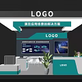 Corporate Exhibition Hall Featuring LOGO Display Screens Reception Desk Plants And Application Scenario Solutions