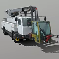 White Terex Utility Truck With Mechanical Arm And Service Equipment 3d model