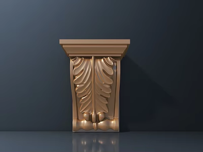Golden Intricate Carved Leaf Pattern Decorative Wall Bracket for Home Decor 3d model