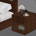 Modern Wooden Nightstand With Minimalist Lamp Alarm Clock And Open Shelf Radio