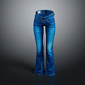 Stylish Blue High Waisted Flared Denim Jeans With Classic Pockets And Slim Fit
