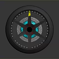 Black Tire With Detailed Tread Pattern And Stylish Wheel Rim Red Accents