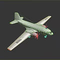 Vintage Military Transport Aircraft With Twin Propellers White Fuselage Red Tipped Tail And Green Landing Gear