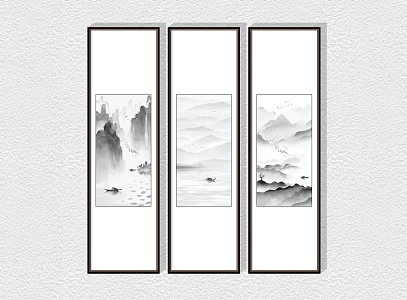 New Chinese Landscape Painting Decorative Hanging Painting 3d model