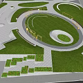 Urban Garden Landscape Design With Circular Pathways Lush Trees And Green Lawn