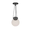 Modern Chandeliers With Brass Chains And White Spherical Glass Shades