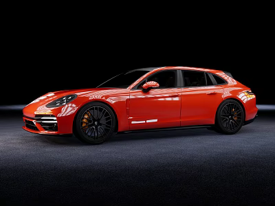 Red Luxury Sports Estate Car With Sleek Body And Black Alloy Wheels 3d model