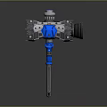 Mechanical Weapon With Blue And Silver Metal Structure And Tactical Mechanical Design Components 3d model