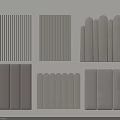 Various Textured Grey Decorative Panels With Striped And Curved Surface Designs 3d model